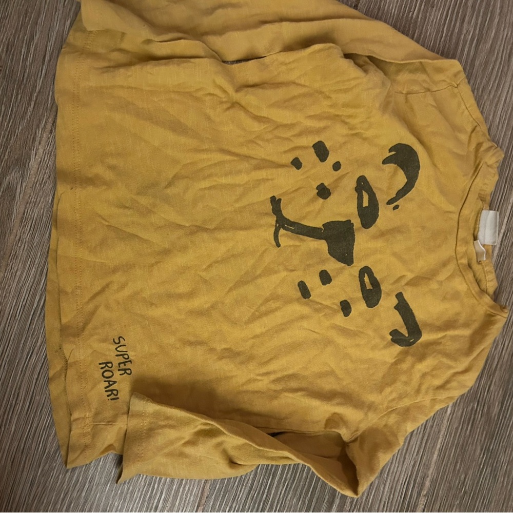 Zara Yellow Long Sleeve Tee with Black Graphic